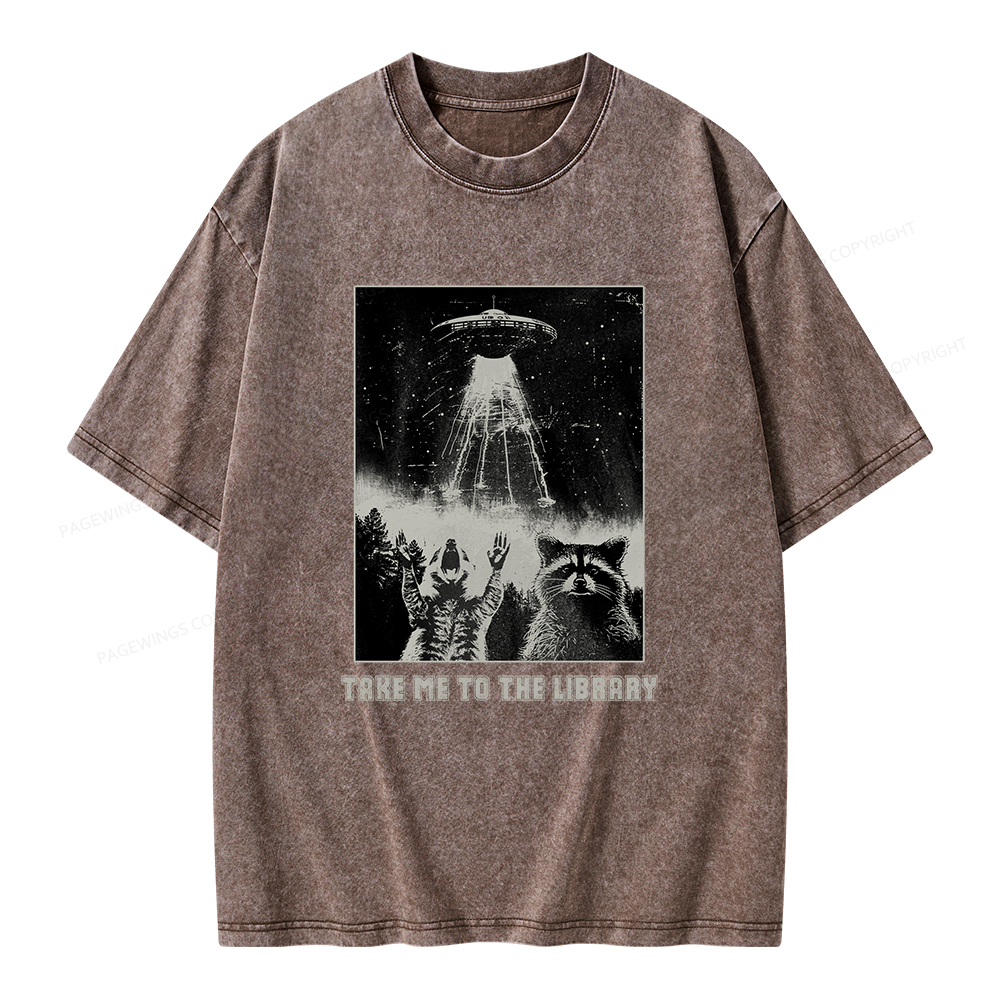 Pagewings Take Me To The Library Unisex Washed T-shirt