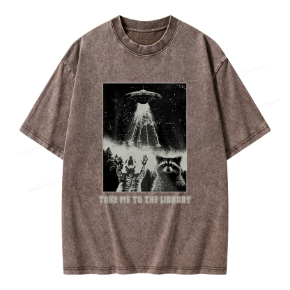 Pagewings Take Me To The Library Unisex Washed T-shirt