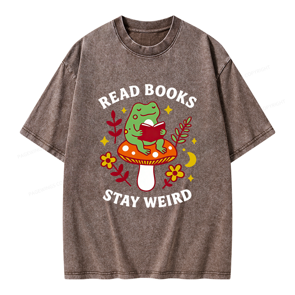 Pagewings Read Books Stay Weird Unisex Washed T-shirt