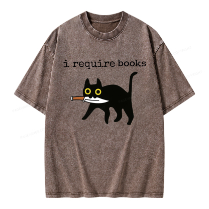 Pagewings I Require Books Unisex Washed T-shirt