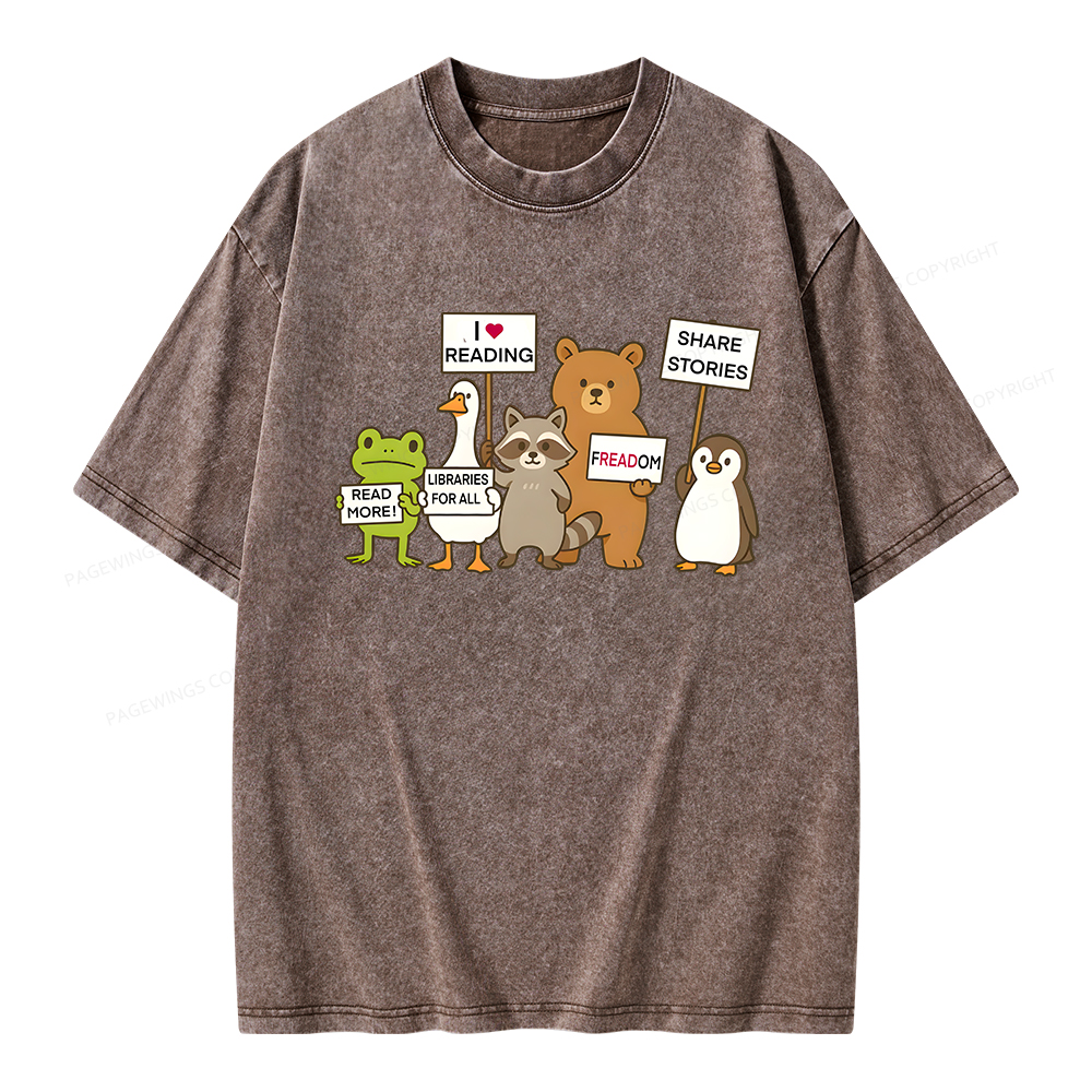 Pagewings Libraries For All Unisex Washed T-shirt