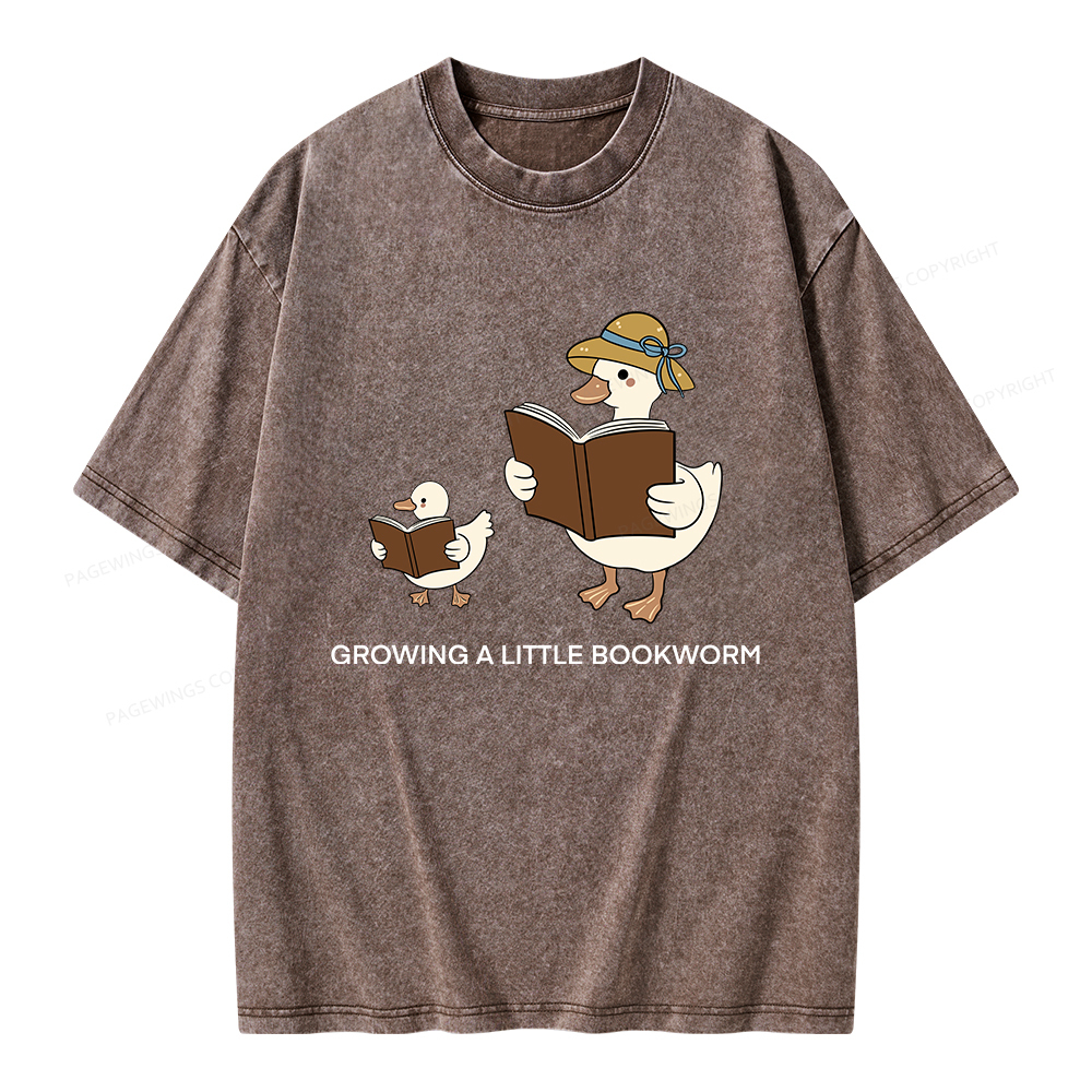Pagewings Growing A Little Bookworm Unisex Washed T-shirt