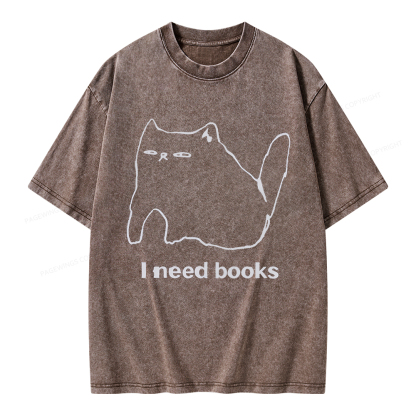 Pagewings I Need Books Unisex Washed T-shirt