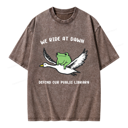 Pagewings We Ride at Dawn Unisex Washed T-shirt