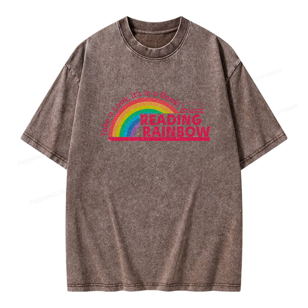 Pagewings Reading Rainbow Unisex Washed T-shirt
