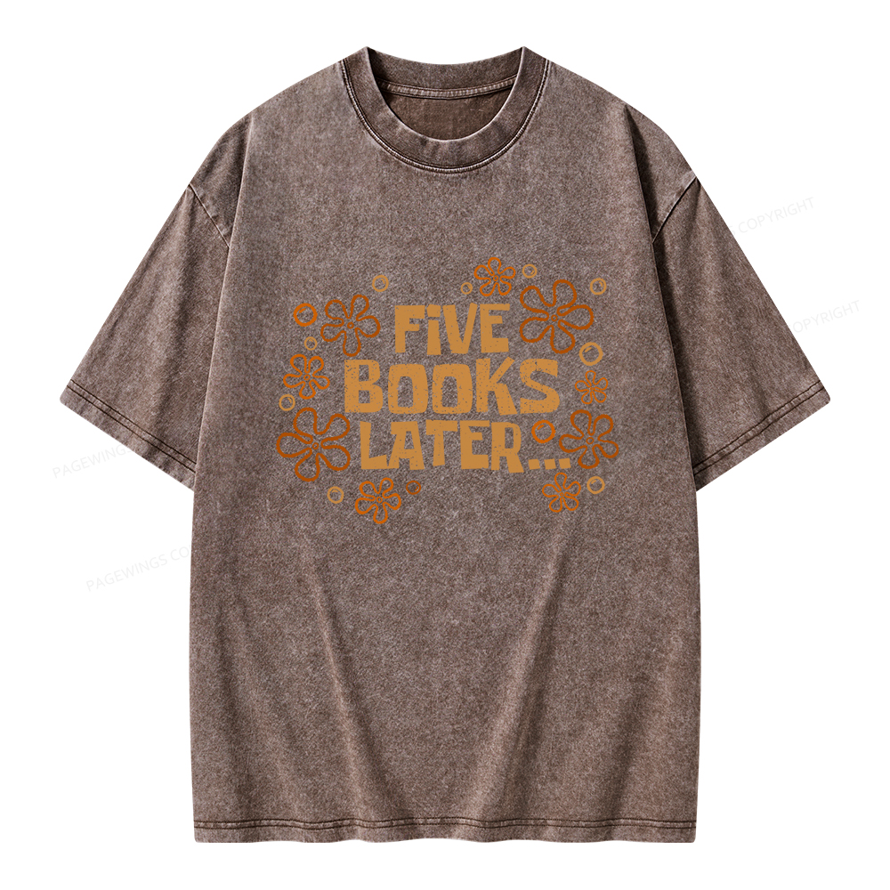 Pagewings Five Books Later Unisex Washed T-shirt