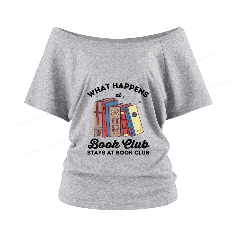Pagewings Stays At Book Club Book Women Off Shoulder T-shirts