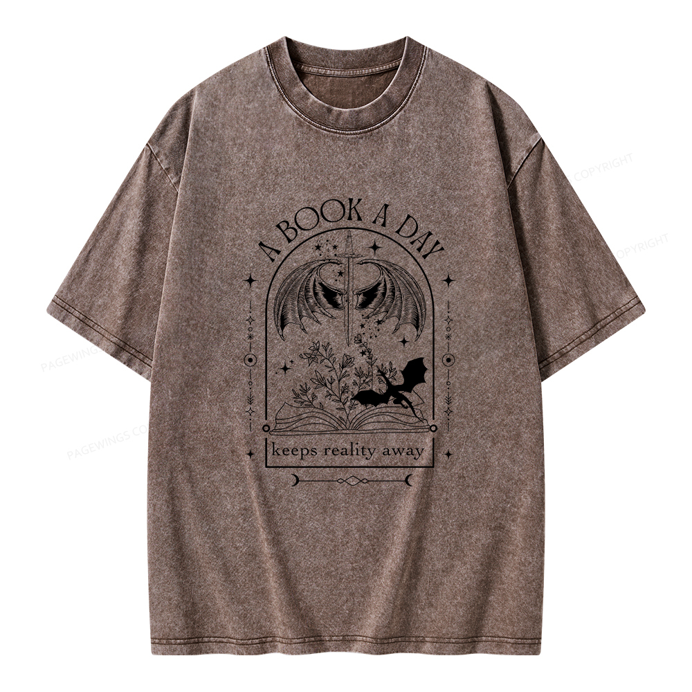 Pagewings A Book a Day Dragon Unisex Washed T-shirt
