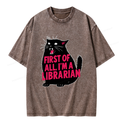 Pagewings First of All I'm a Librarian Unisex Washed T-shirt