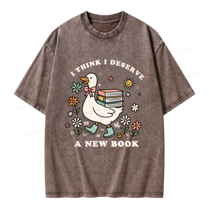 Pagewings I Think I Deserve A New Book Unisex Washed T-shirt