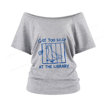Pagewings Got Too Silly At The Library Women Off Shoulder T-shirts