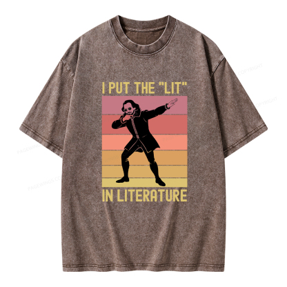 Pagewings I Put The "Lit" In Literature Unisex Washed T-shirt