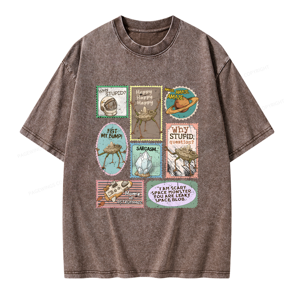 Pagewings Amaze Retro Sci-Fi Unisex Washed T-shirt