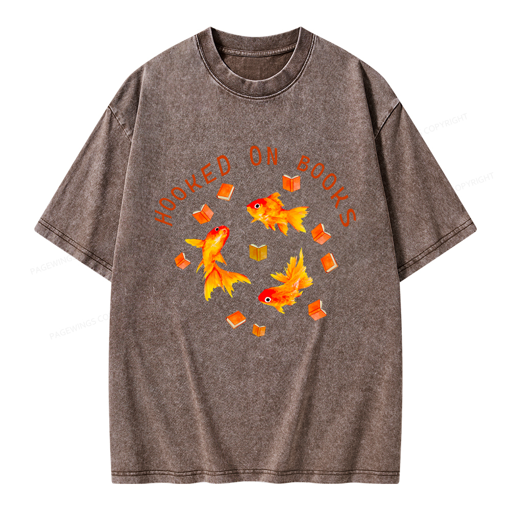 Pagewings Hooked On Books Unisex Washed T-shirt