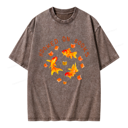 Pagewings Hooked On Books Unisex Washed T-shirt