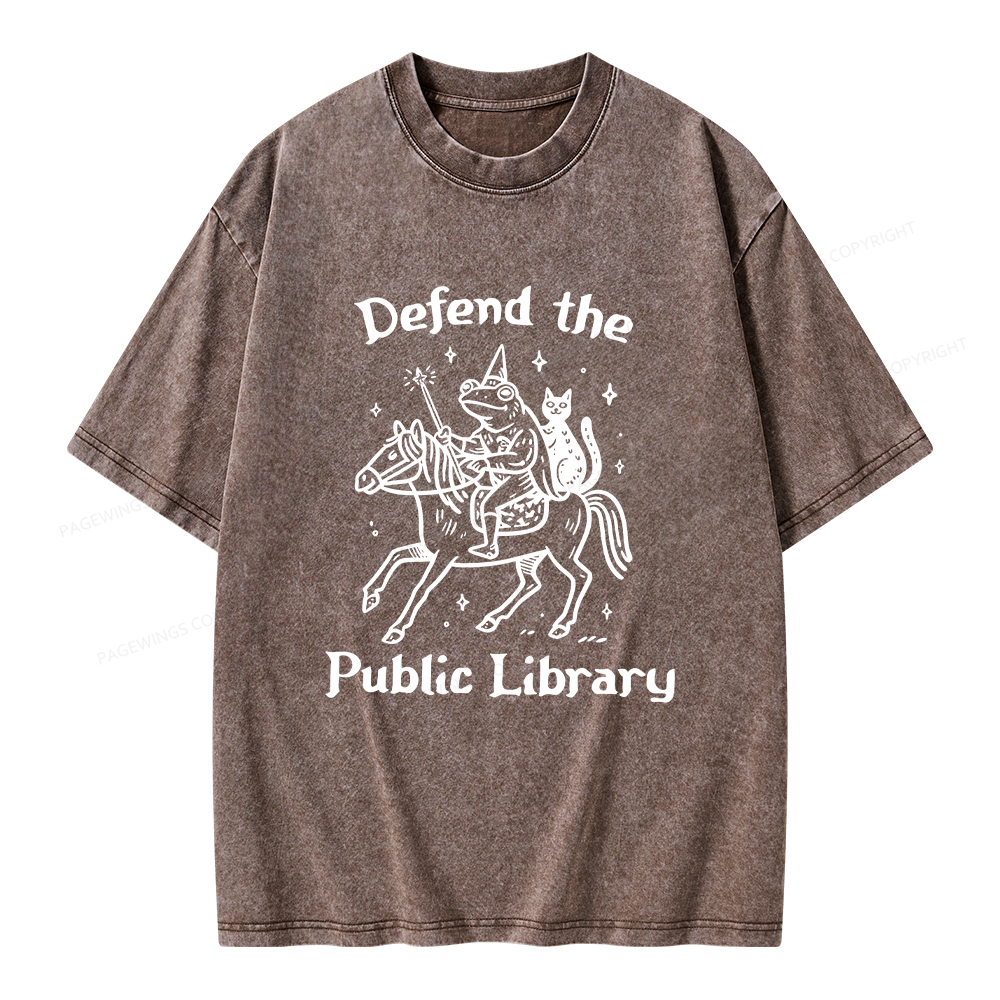 Pagewings Defend The Public Library Unisex Washed T-shirt