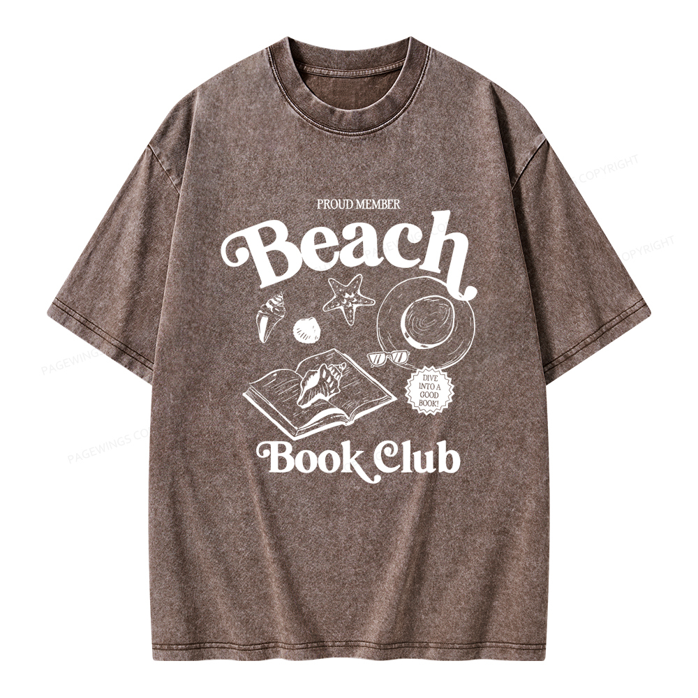 Pagewings Beach Book Club Unisex Washed T-shirt