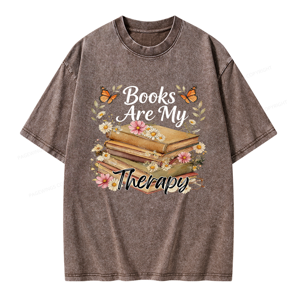 Pagewings Books Are My Therapy Unisex Washed T-shirt