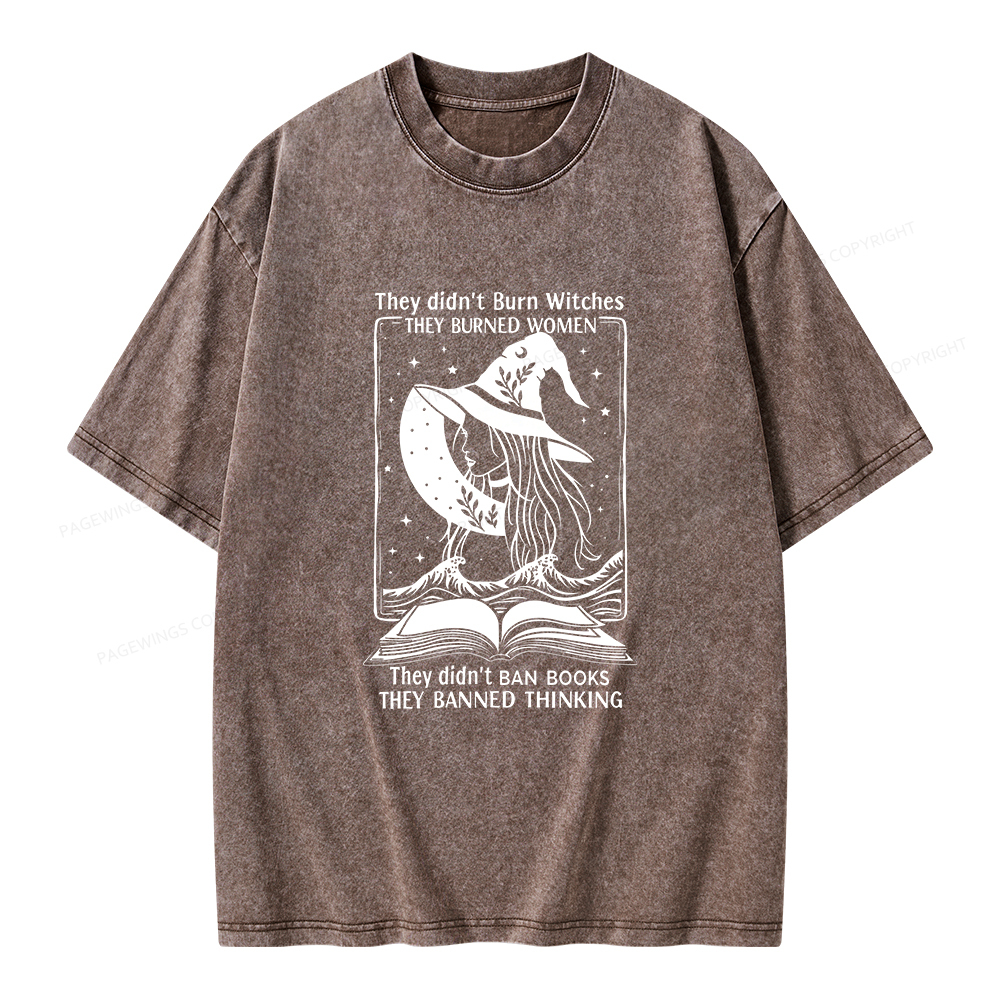 Pagewings They Banned Thinking Unisex Washed T-shirt
