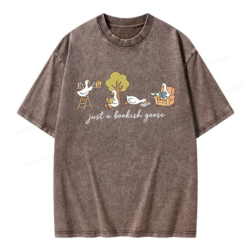Pagewings Just A Bookish Goose Unisex Washed T-shirt