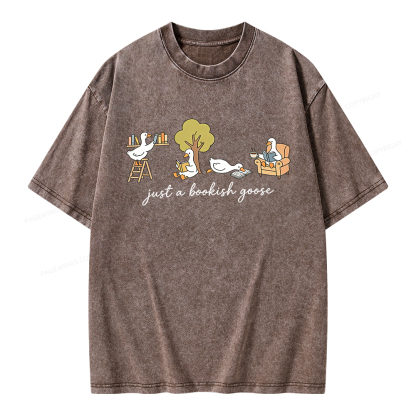 Pagewings Just A Bookish Goose Unisex Washed T-shirt