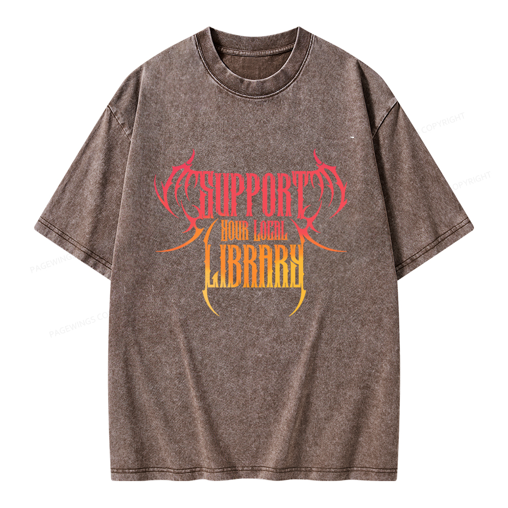 Pagewings Support Your Local Library Unisex Washed T-shirt