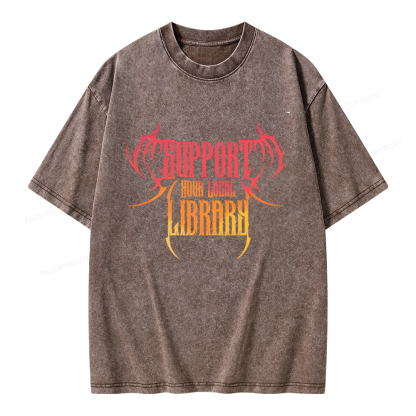 Pagewings Support Your Local Library Unisex Washed T-shirt