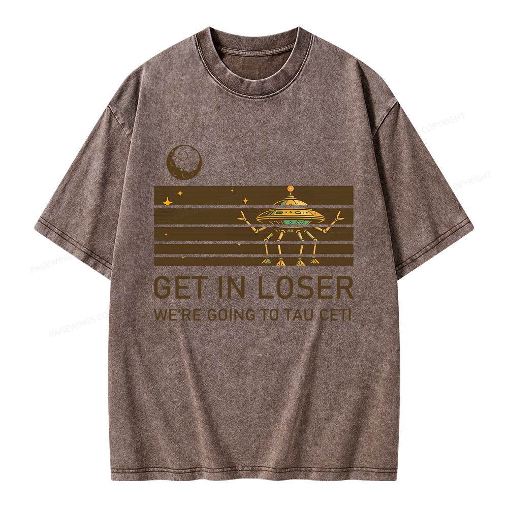 Pagewings Get In Loser Unisex Washed T-shirt