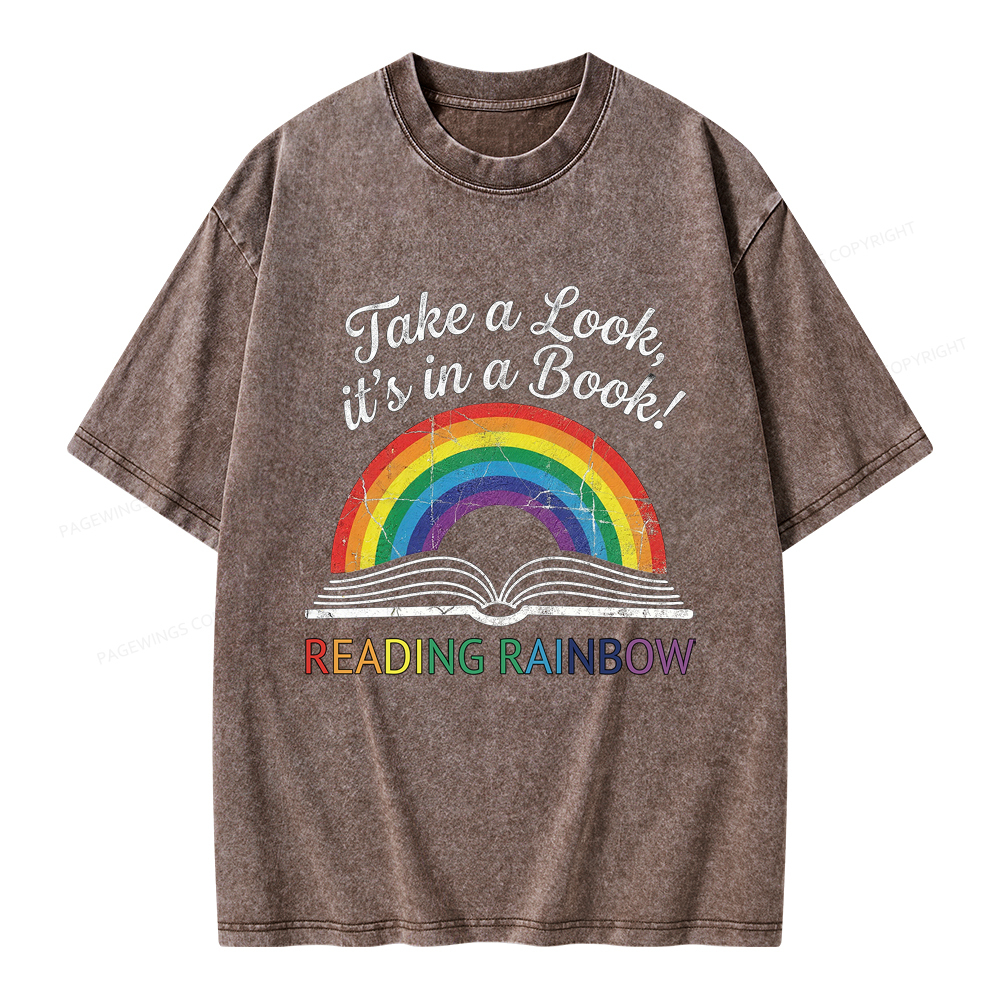 Pagewings Reading Rainbow Unisex Washed T-shirt