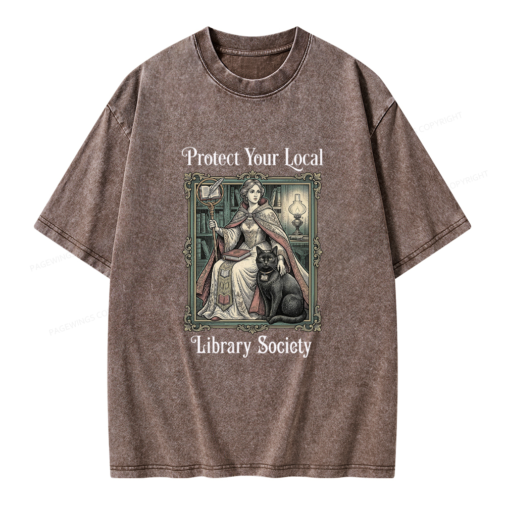 Pagewings Defend Your Local Public Library Unisex Washed T-shirt