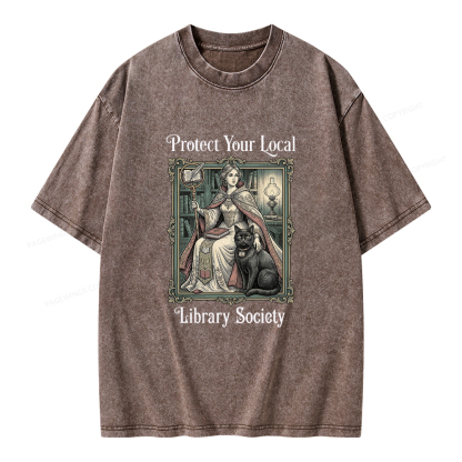 Pagewings Defend Your Local Public Library Unisex Washed T-shirt