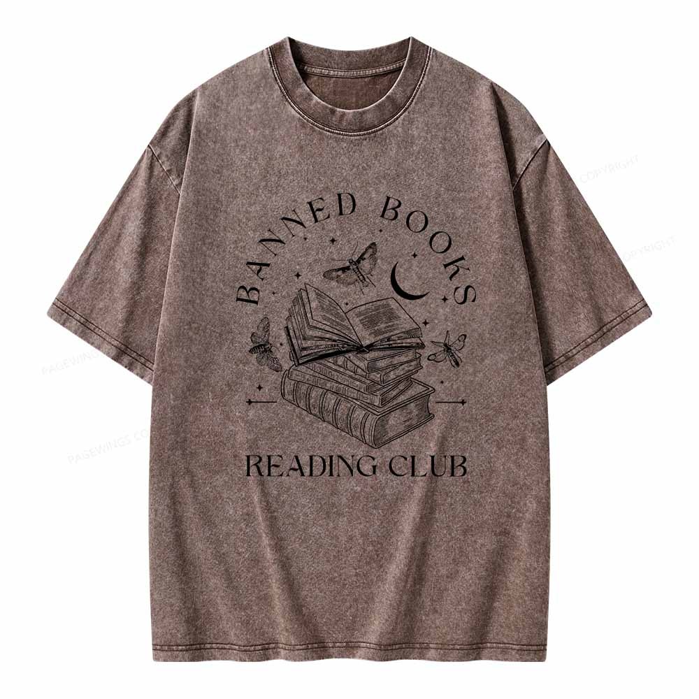 Pagewings Banned Book Reading Club Shirt Unisex Washed T-shirt