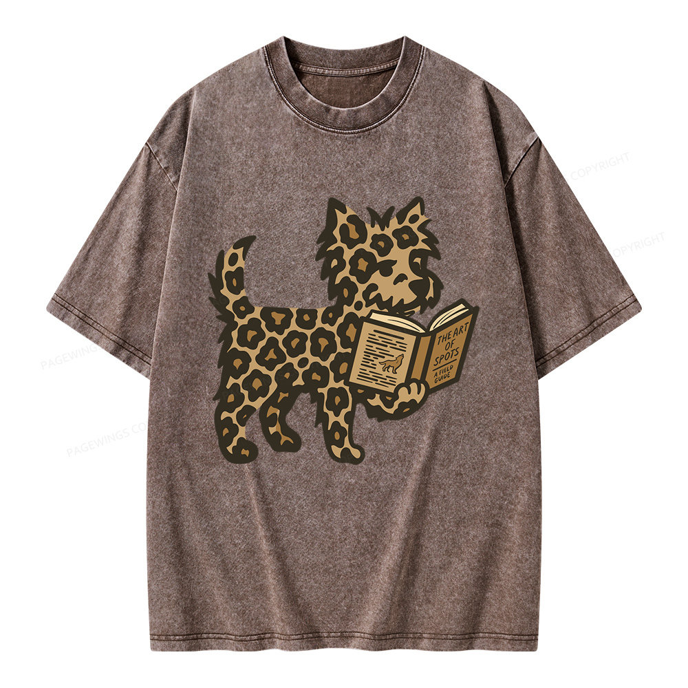 Pagewings Dog And Book Lover Unisex Washed T-shirt