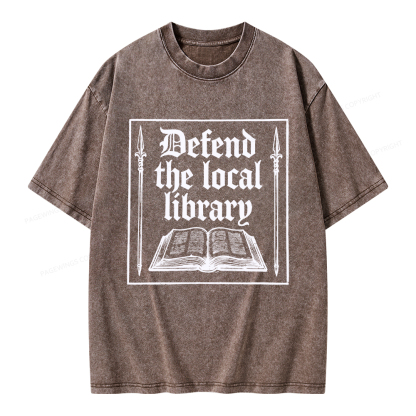 Pagewings Defend Your Local Public Library Unisex Washed T-shirt