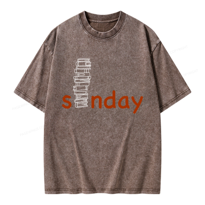 Pagewings Funny Sunday Reading Unisex Washed T-shirt