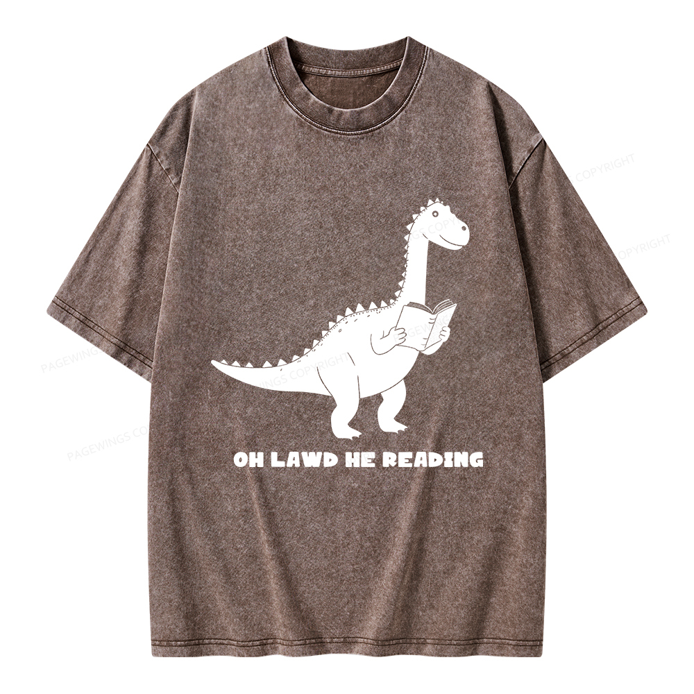 Pagewings Oh Lawd He Reading Unisex Washed T-shirt