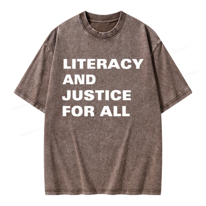 Pagewings Literacy And Justice For All Unisex Washed T-shirt
