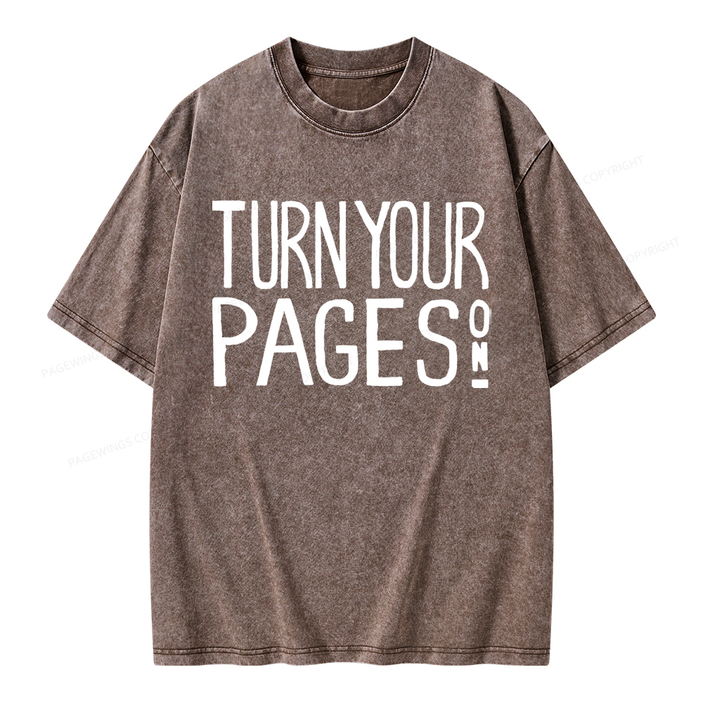 Pagewings Turn Your Pages On Unisex Washed T-shirt