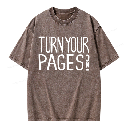 Pagewings Turn Your Pages On Unisex Washed T-shirt