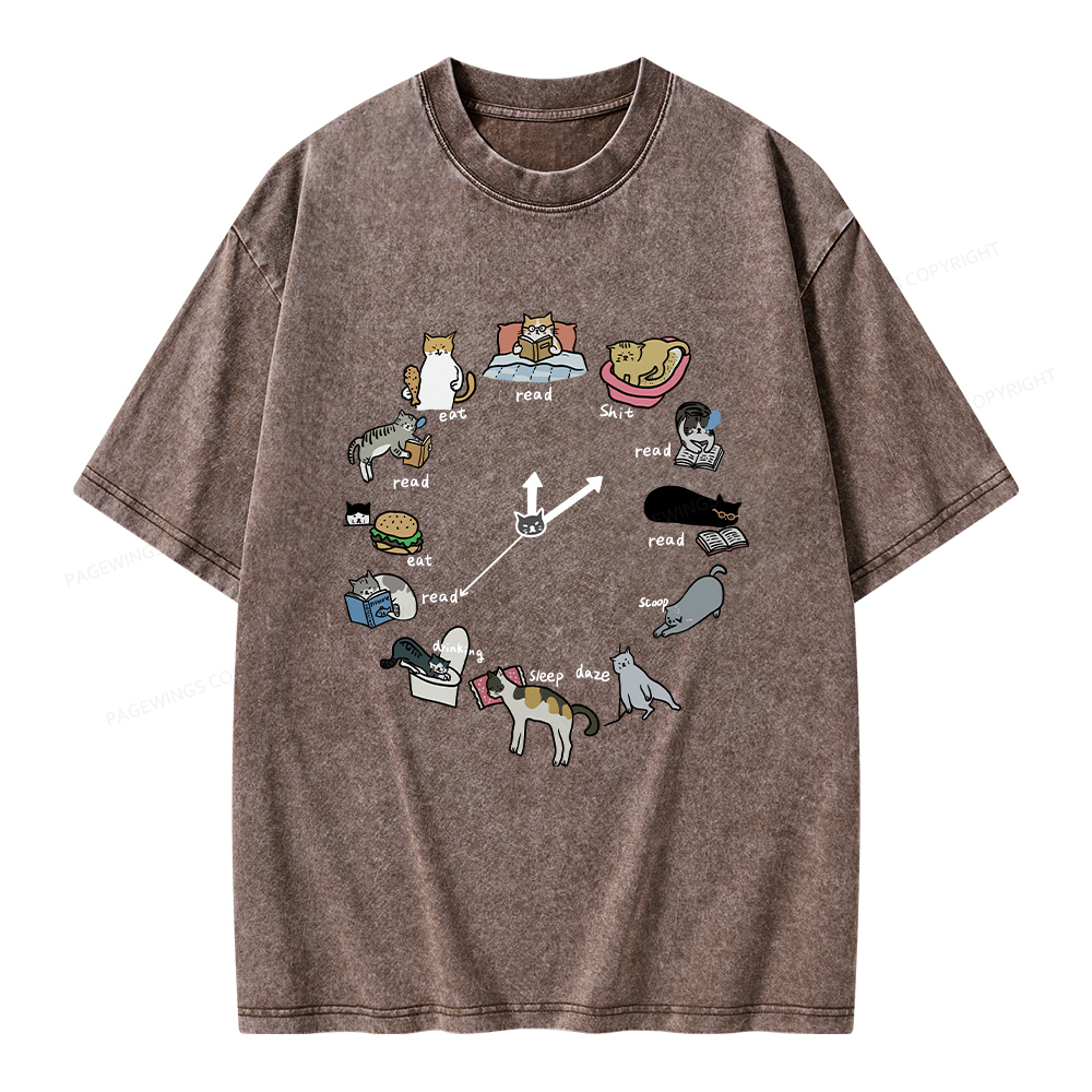 Pagewings Cat Read Unisex Washed T-shirt