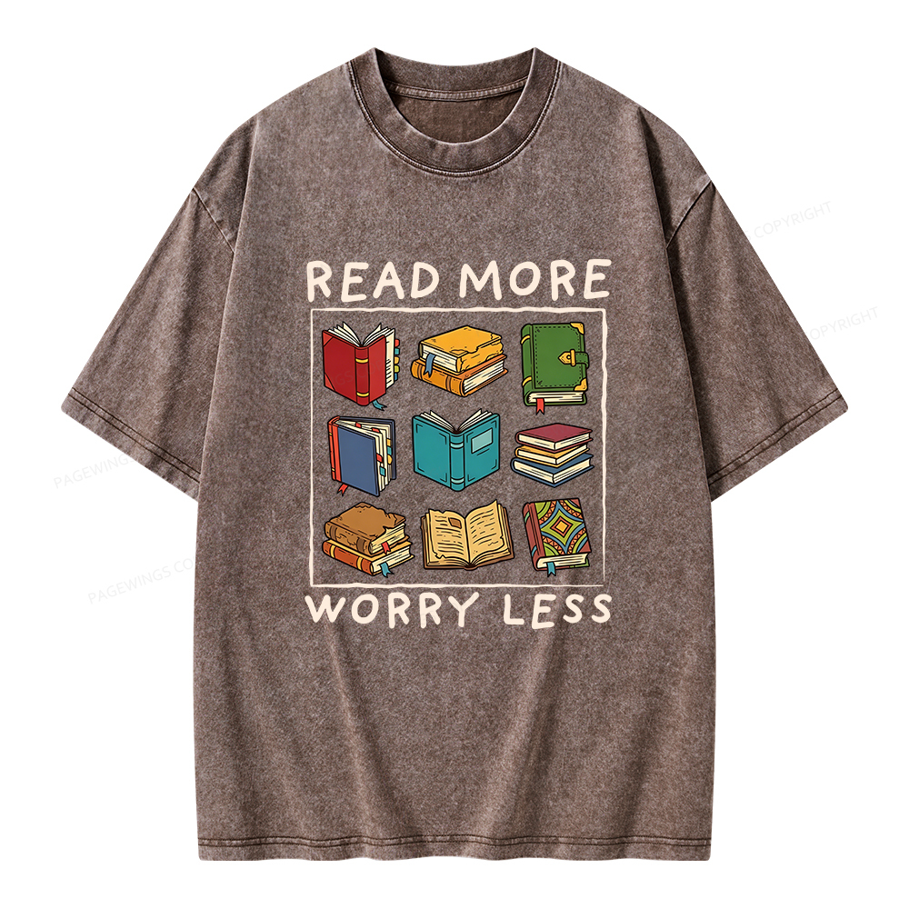 Pagewings Read More Worry Less Unisex Washed T-shirt