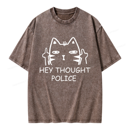 Pagewings Hey Thought Police Unisex Washed T-shirt