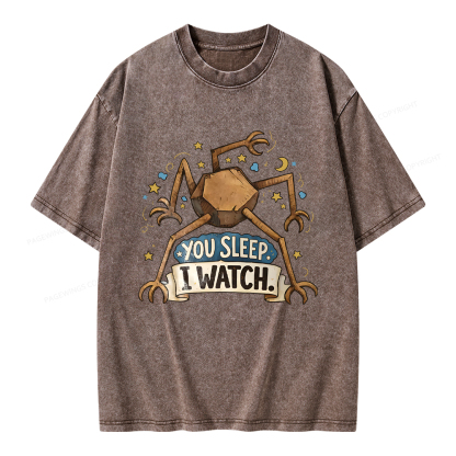 Pagewings You Sleep I Watch Unisex Washed T-shirt
