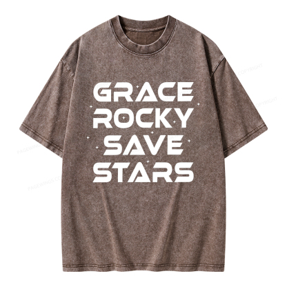 Pagewings Grace Rocky Save Stars Unisex Washed T-shirt