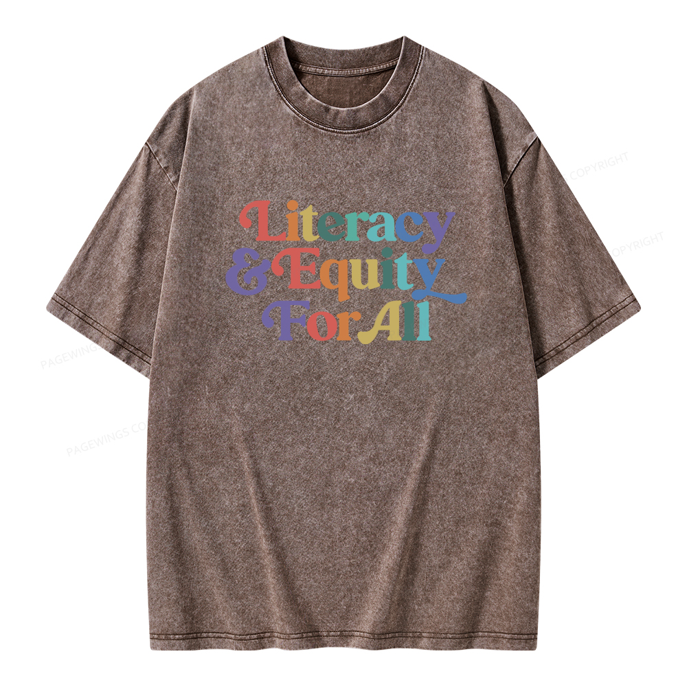 Pagewings Literacy & Equity For All Unisex Washed T-shirt