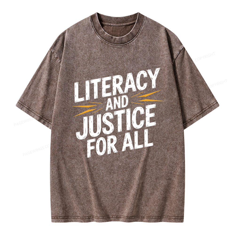 Pagewings Literacy And Justice For All Unisex Washed T-shirt