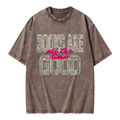 Pagewings Books Are Good All The Time Unisex Washed T-shirt