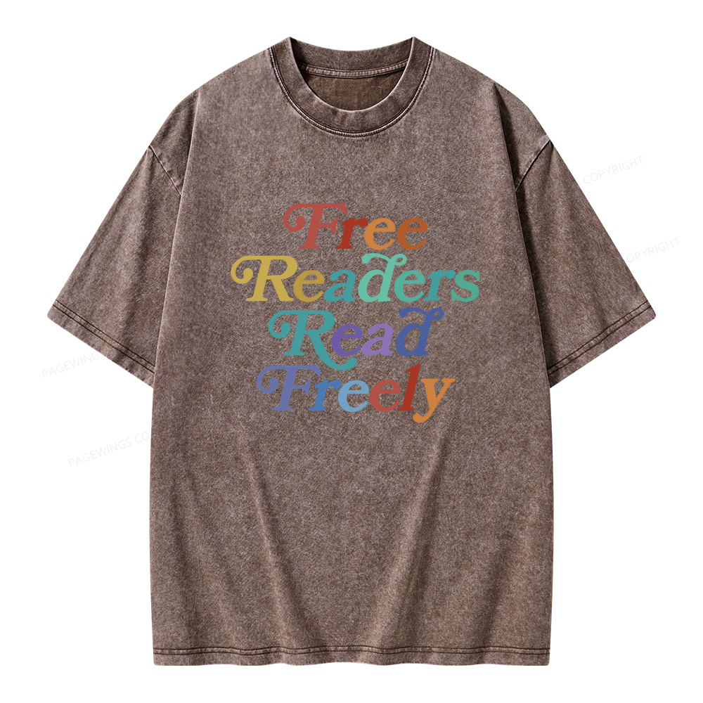 Pagewings Free Readers Read Freely Unisex Washed T-shirt