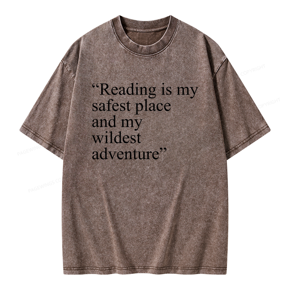 Pagewings Reading Is My Safest Place Unisex Washed T-shirt