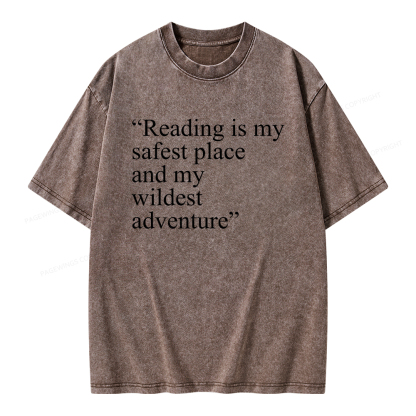 Pagewings Reading Is My Safest Place Unisex Washed T-shirt